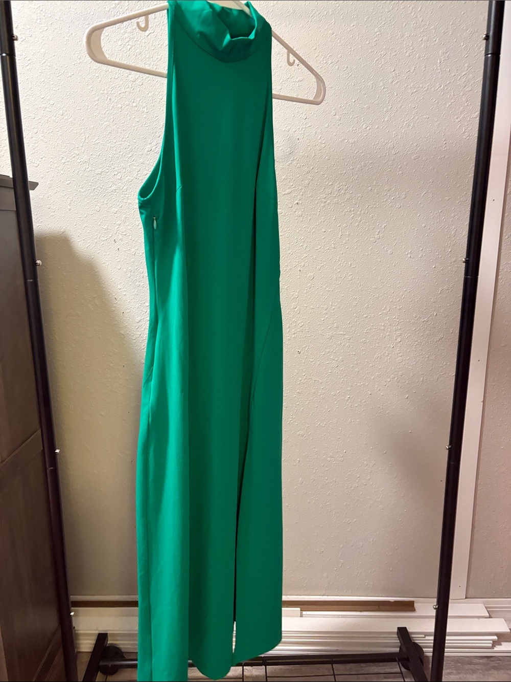 Sleeveless High-Neck Maxi Dress in Emerald Green